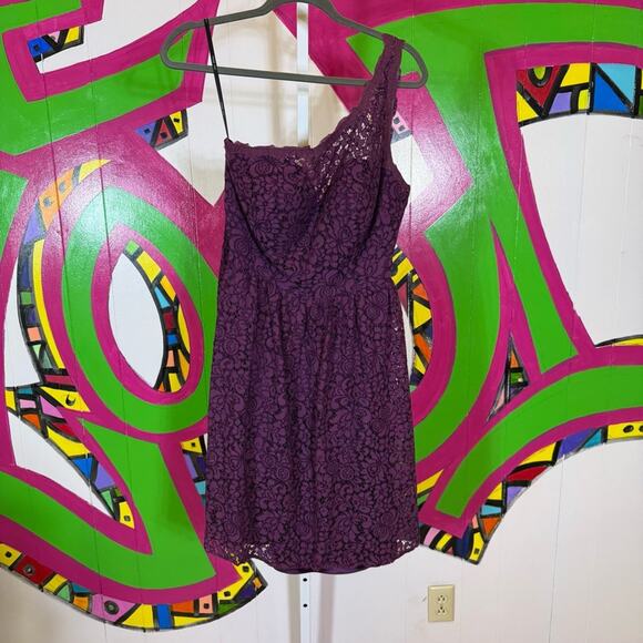 Awei Bridal, Elegant Purple Lace One Shoulder Dress. Size 12. Excellent cond! - Picture 1 of 6